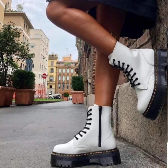 Dr. Martens Jadon BootsWhite Platform Chunky Combat Size 5 NEW - Picture 2 of 14